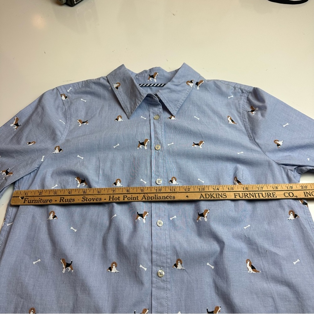 Talbots Light Blue Dog Print Button-Down Shirt | Cotton | Size L - Picture 5 of 10